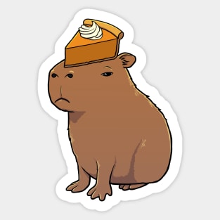 Capybara with Pumpkin Pie on its head Sticker